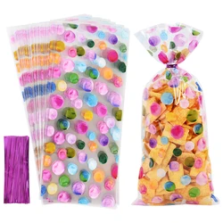 25/50 adet gökkuşağı Polka Dot şeker çerez çantası doğum günü partisi bisküvi hediye ambalaj selofan çanta düğün bebek duş malzemeleri