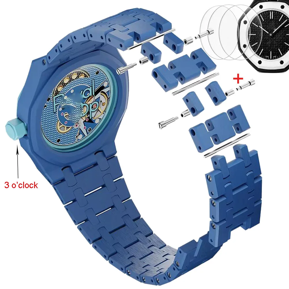 Ceramic Strap For Swatch x AP Royal pop Pocket Watch Changer To Wristwatch Band Modification Kit Wristband Bioceramic Strap&case