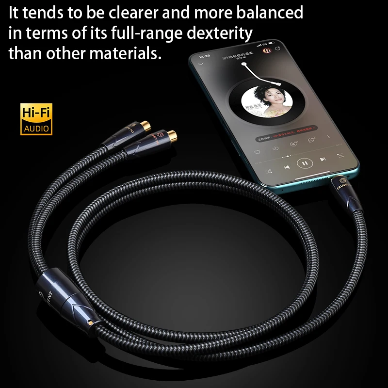 ERUMPENT HiFi 3.5mm to 2RCA Extension Audio for DAC AMP with OCC Core 3.5mm Stereo Jack to 2RCA Female  Adapter Audio Cable