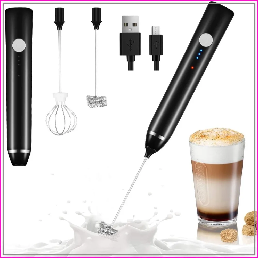 USB Rechargeable Milk Frother Handheld, 3 Speeds Electric Foam Wand for Coffee, Hot Chocolate, Latte — купить у AliExpress WW