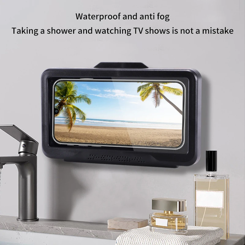 Foldable Rotating Waterproof Mobile Phone Box Touch Screen Bathroom Punch-free Mobile Phone Cooling Lazy Bracket