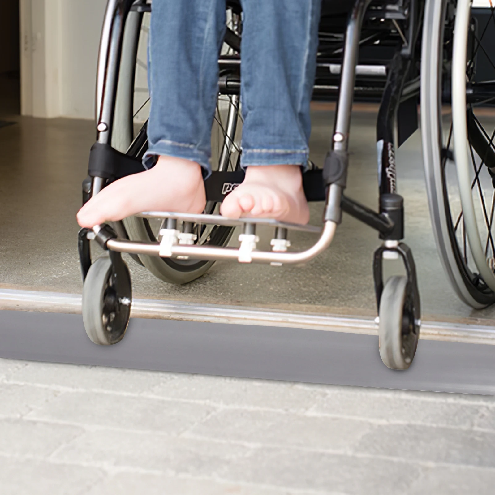 

Ramp 39 Inch Long 0.59 Inch Edge PVC Anti Slip Wheelchair Doorway Ramps Home Use Plastic Transition Strips Garden