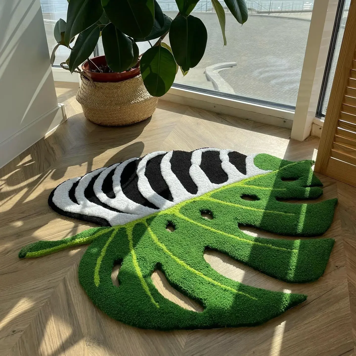 2026 Modern Design, Custom 3D Tufted Aesthetic, Handmade Greenery, Irregular Carpet, Garden Foliage, Fluffy Tufted Rug
