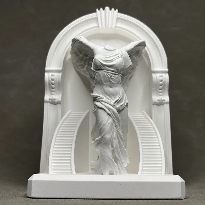 White Plaster Goddess Of Victory Sculpture Bookshelves Wine Cabinet Ornaments Character Statues Interior Aesthetic Decoration