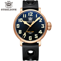 STEELDIVE Store SD1903S Hot Sale Price 46.5MM Solid Bronze Case Black Dial C3 Green Lume AR Coating Sapphire Glass Dive Watches