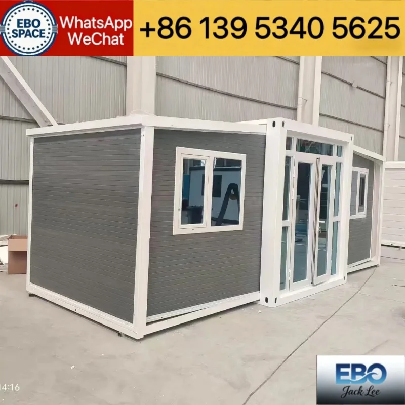Portable living 20ft foldable prefab container cabin outdoor villa waterproof expandable frame with kitchen bathroom compact lay