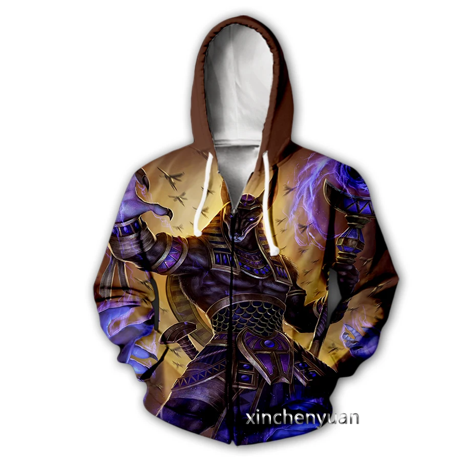 phechion New Men/Women Cartoon Anubis 3D Print Casual Zipper Hoodies Fashion Coat Hip Hop Clothing Tops Sports Zip Hooded B92