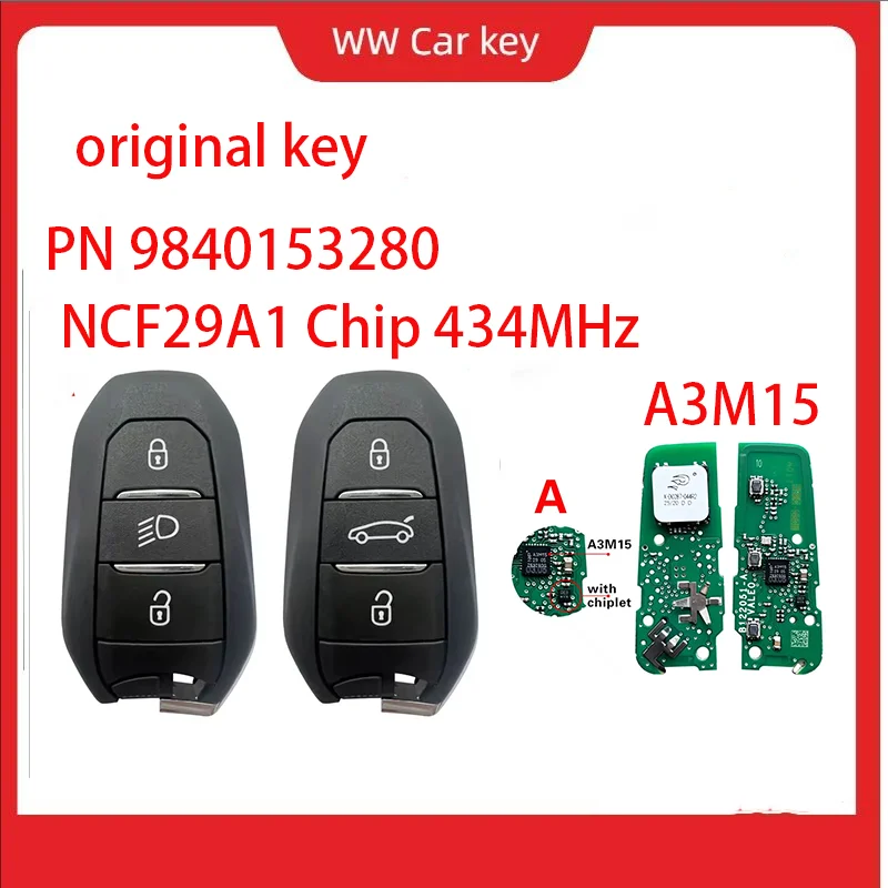 PN 9840153280 FCC IM3A New OEM A3M15 For Opel Astra Corsa Mokka Smart Key 3 Buttons AES NCF29A1 Chip 434MHz Keyless Go
