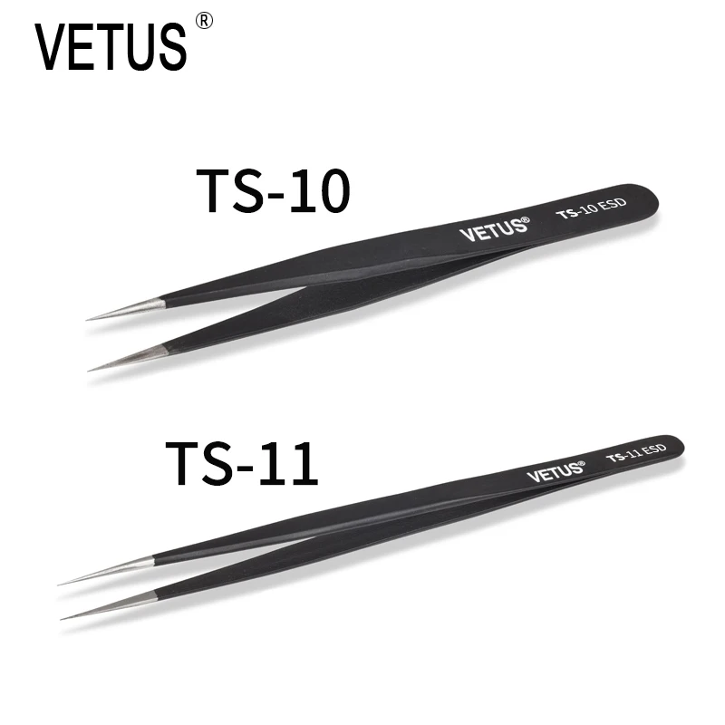 Vetus-帯電防止ステンレス鋼シミュレーションピンセット,つけまつげエクステ,電子電話ロジックボードメンテナンスピンセット