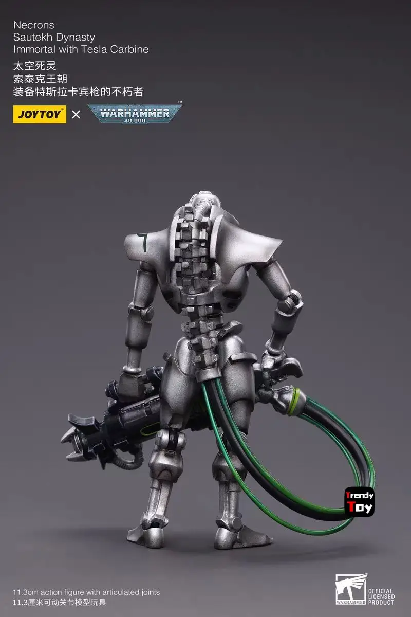 【JOYTOY】Warhammer 40K Necrons Sautekh Dynasty Lmmortal พร้อมปืน Tesla Carbine ขนาด 1/18 โมเดลฟิกเกอร์ของเล่น
