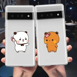 Cartoon Bear DUDU Lover Couple Phone Case For Google Pixel 8A 7 7Pro 8 Pro 6A 6 9Pro XL Lovely Pairs Clear Soft TPU Cover Fundas