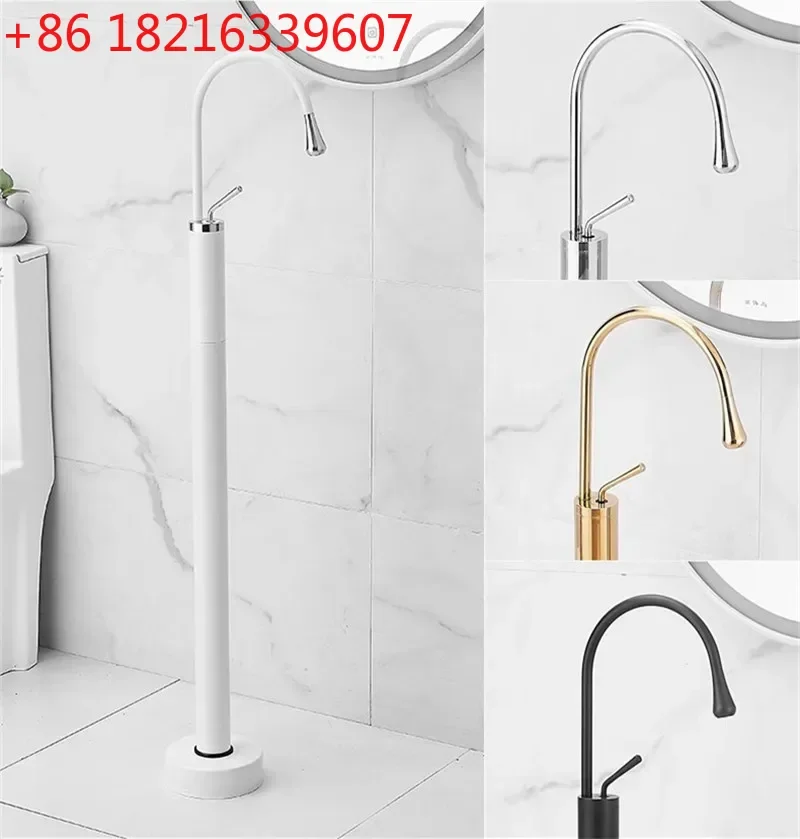 YAO Floor Standing Bathroom  Black Tall Basin  Bathub  Cold And Hot Water Mixer Sink  Tap Single Handle