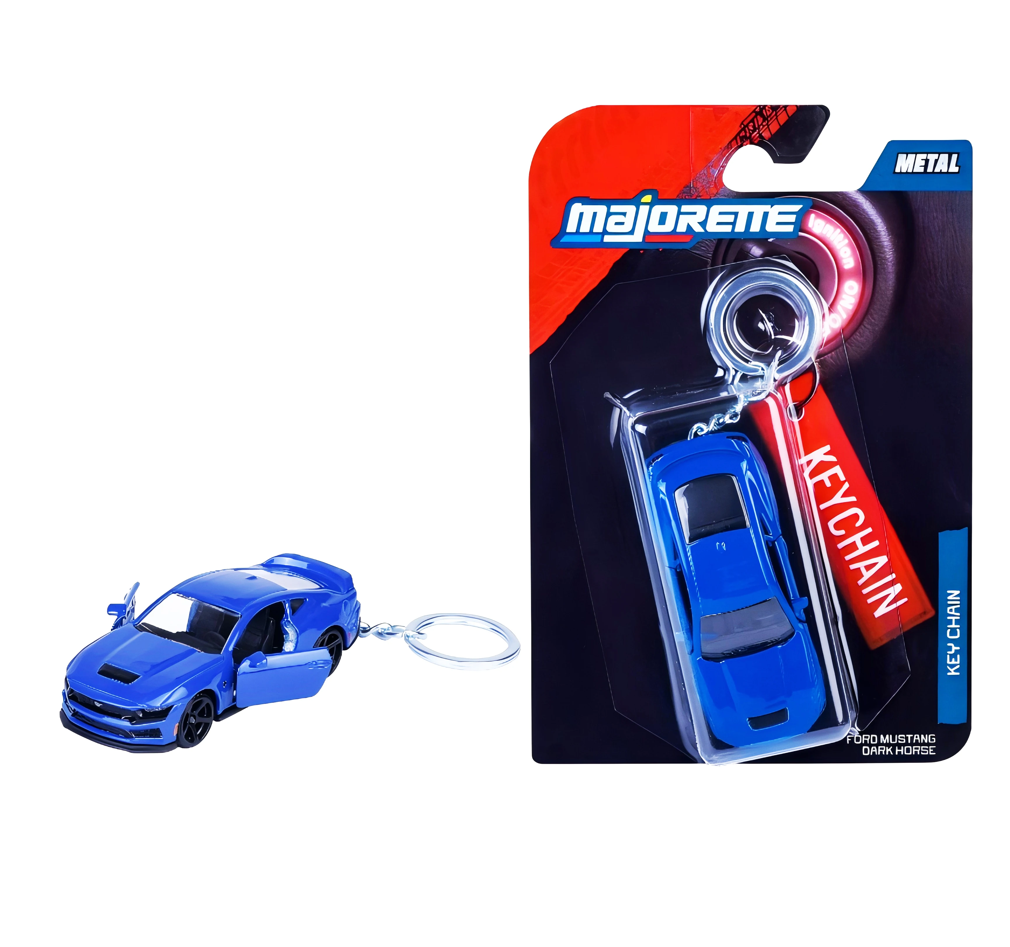 Majorette Diecast Car Model Keychain – Ford Raptor/Mustang Dark Horse/Toyota Hilux Revo Red&White Vehicle Keychain - view 4