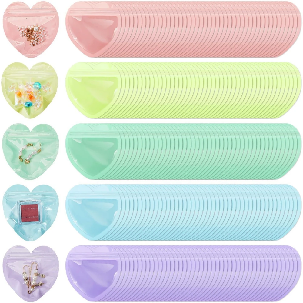 50/100 pièces sac cadeau auto-scellé en forme de coeur, anniversaire saint valentin fête de mariage noël nouvel an bonbons bijoux sac cadeau