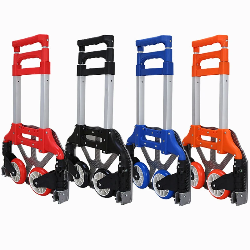 custom.Folding Industrial Hand Truck Trolley Cart Stainless Steel Aluminum Foldable OEM 75kg Load Capacity Warehouse Transportat