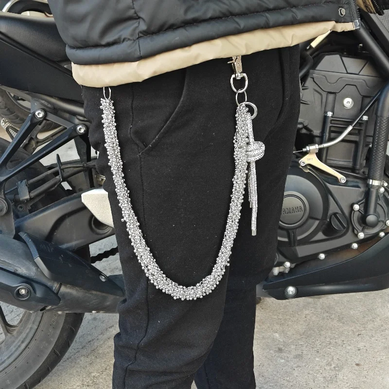 Original Rhinestone Knot Pendant Punk Pants Chain Fashionable Men And Women One\'s Waist Light Luxury Accessories Hip Hop Jewelry