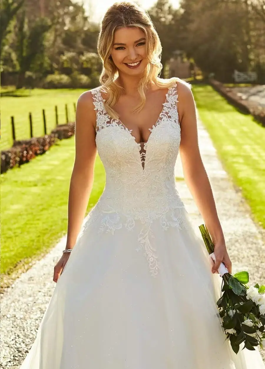 Boho dentelle robes de mariée pour mariée 2025 Tulle à manches longues robe de mariée robes de bal Satin sirène robe de mariée