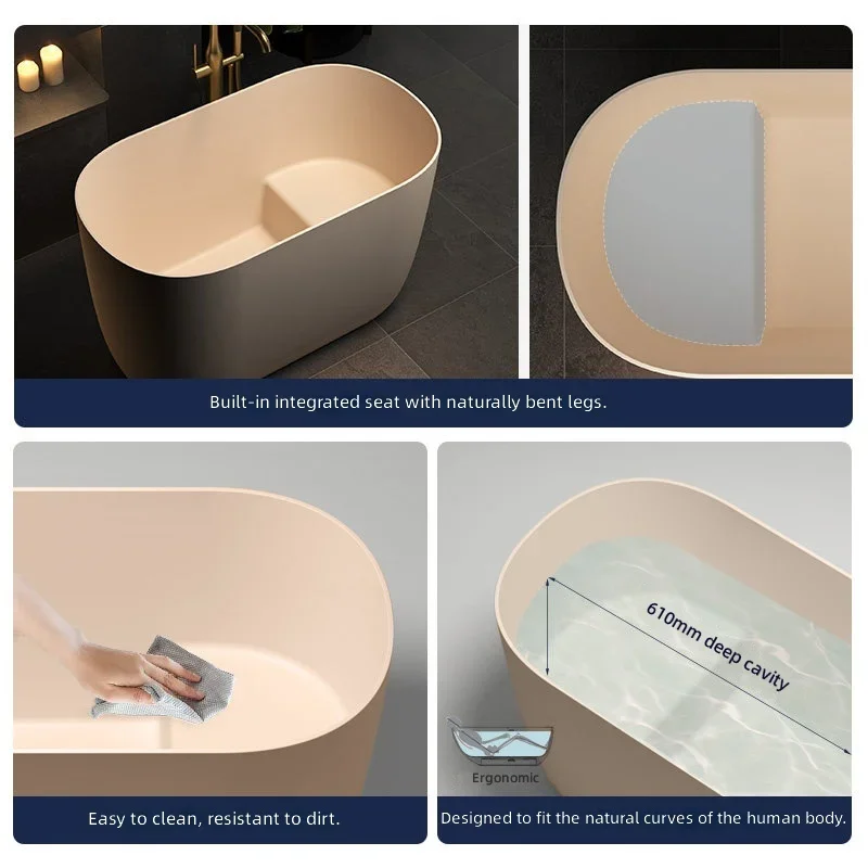 #Portable Small Freestanding Bathtub, Acrylic Kids Bath Tub for Home Hotel Use, No Installation Required, Adult Suitable