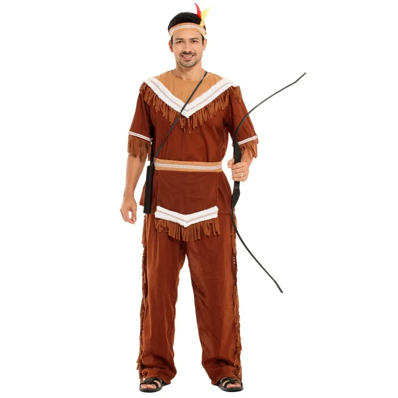 

Indian Chief Costume Indian Hunter Archer Cosplay for Men Purim Halloween Costumes Adult