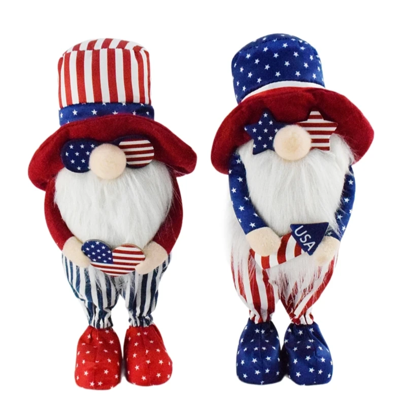 

2Pcs Patriotic American Gnomes Figurines Ornament for Indoor Festival Decoration