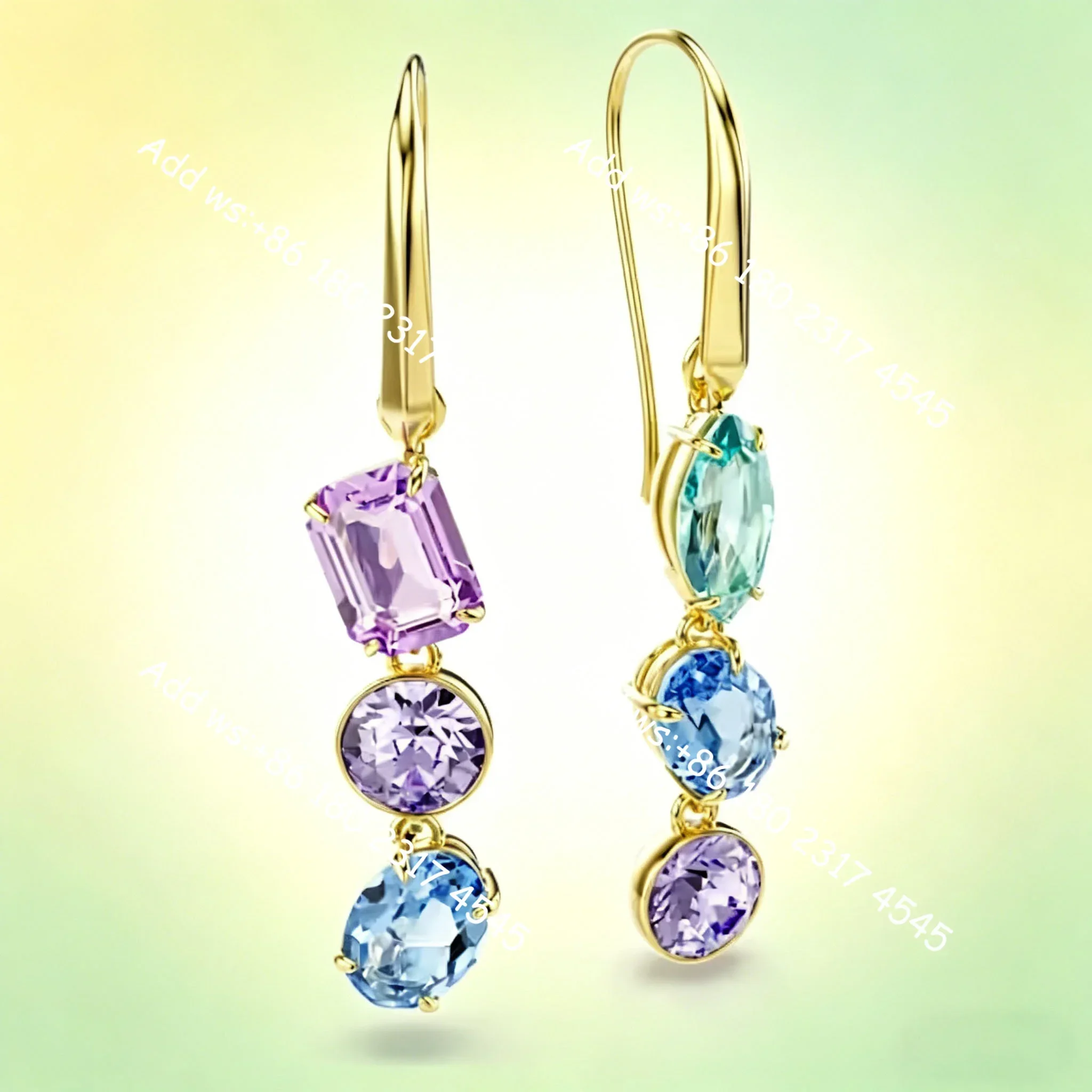 2026 New Arrival Candy Color Multi-Shape Cubic Zirconia Jewelry Set,Necklace,Bracelet,Earrings,Exquisite Elegant,All Occasion