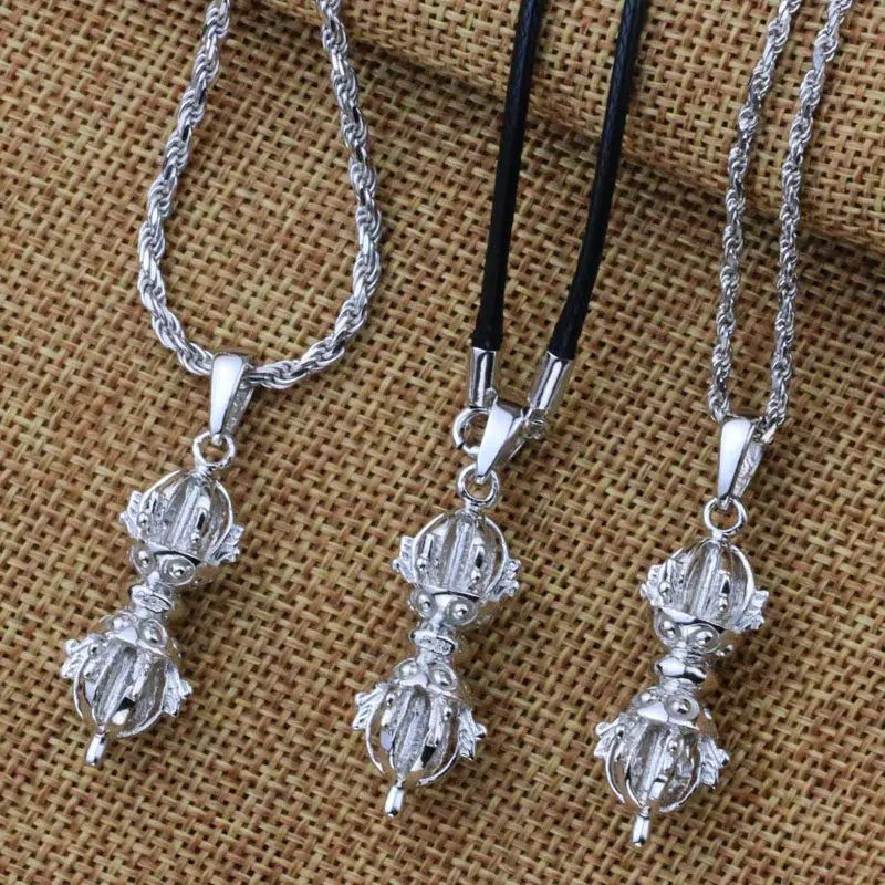 Sterling Silver Vajra Pendant for Men and Women Buddhist Dorje Jewelry for Necklace Making, Symbolic Jewelry for Daily Wear