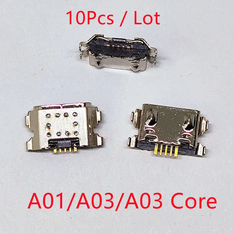 10 piezas para Samsung A12 A10s A21s A11 A20s A22 A32 A33 A01 A30s A31 A51 A50s A71 A70s A52 A72 Puerto de Carga USB Conector Cargador 3