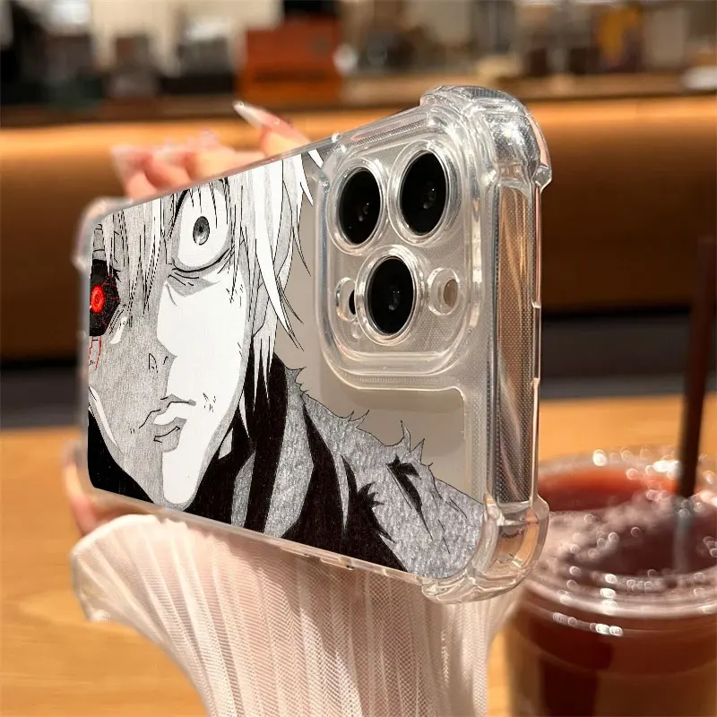 Прозрачный чехол для телефона в стиле аниме «Токийский гуль» для iPhone 17, 16, 14, 15, 11, 12, 13 Pro Max 16E 16 Plus 17 Air, мягкий противоударный силиконовый чехол