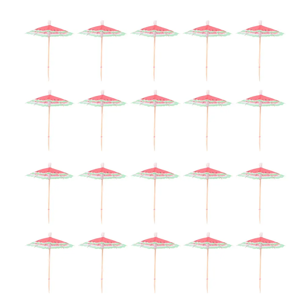 

100pcs Cocktail Decorative Watermelon Umbrella Picks Fruit Topper Disposable Wooden Party Supplies Drink Accessories
