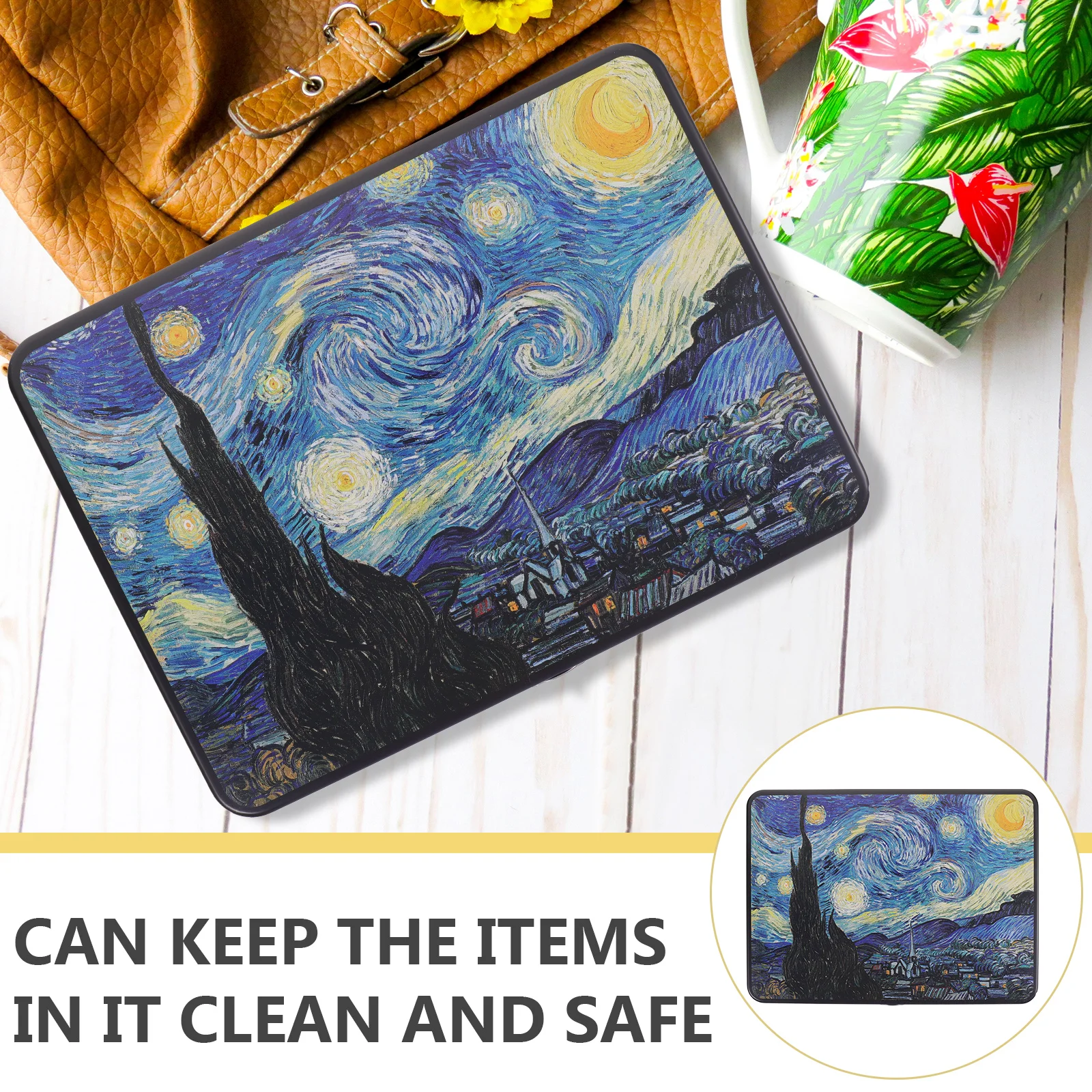 

Vintage Tinplate Storage Box with Lock for Jewelry Gifts Keepsakes Star Moon Night Large Size Retro Metal Container