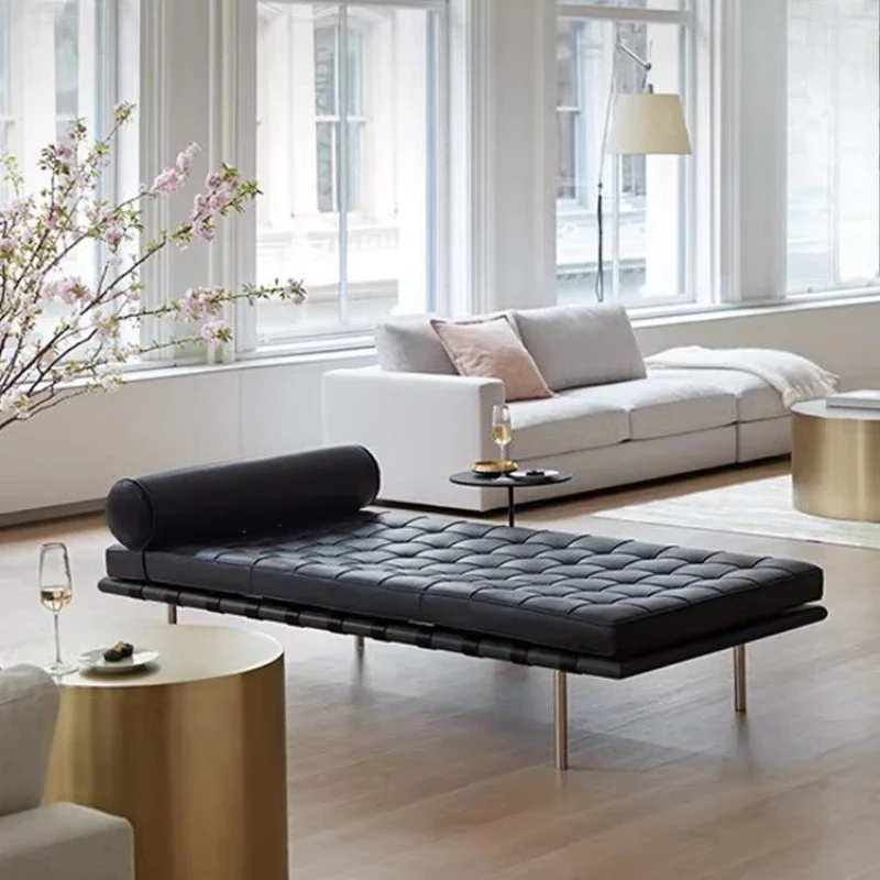 Leather sofa bed modern simple lunch lounge chair