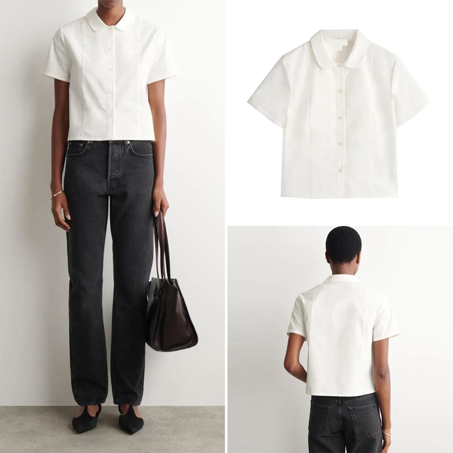 

Elegant Arc Shaped Women's Shirt Fashionable Spring 2026 Casual Wear Short Sleeve Turn-down Collar Other 100% Fabric