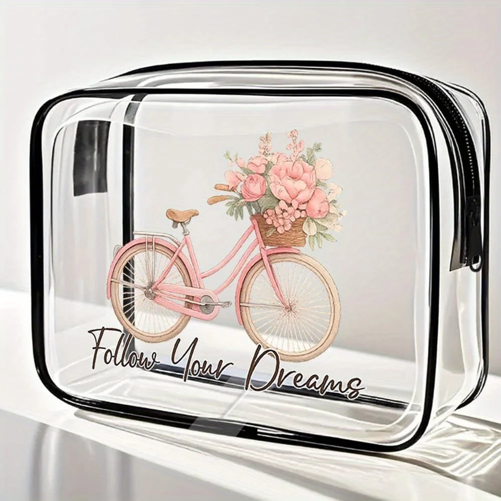 Small Cosmetic Pouch with a 'follow Your Dreams' Design Featuring a Floral Pattern Ideal for Spring and Summer Women's Beach Bag