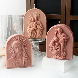 Large Jesus Statue Candle Mold Catholic Apostle Portrait Gypsum Concrete Resin Casting Tool DIY Jesus Family Silicone Mold Decor