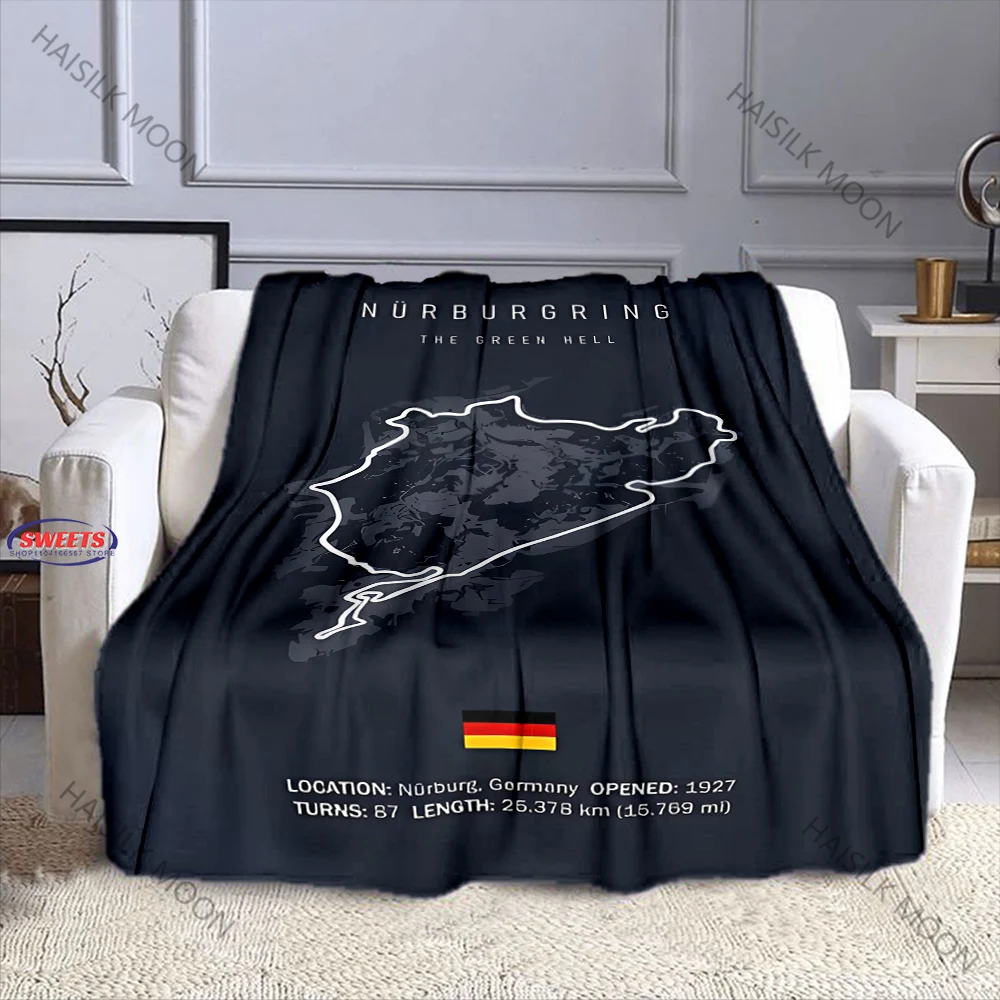 F1 إيمولا موناكو المسار الدائرة طباعة كل موسم بطانية لغرفة أريكة ، صيغة 1 رياضة السيارات موضوع ديكور سباق عاشق هدية عيد ميلاد