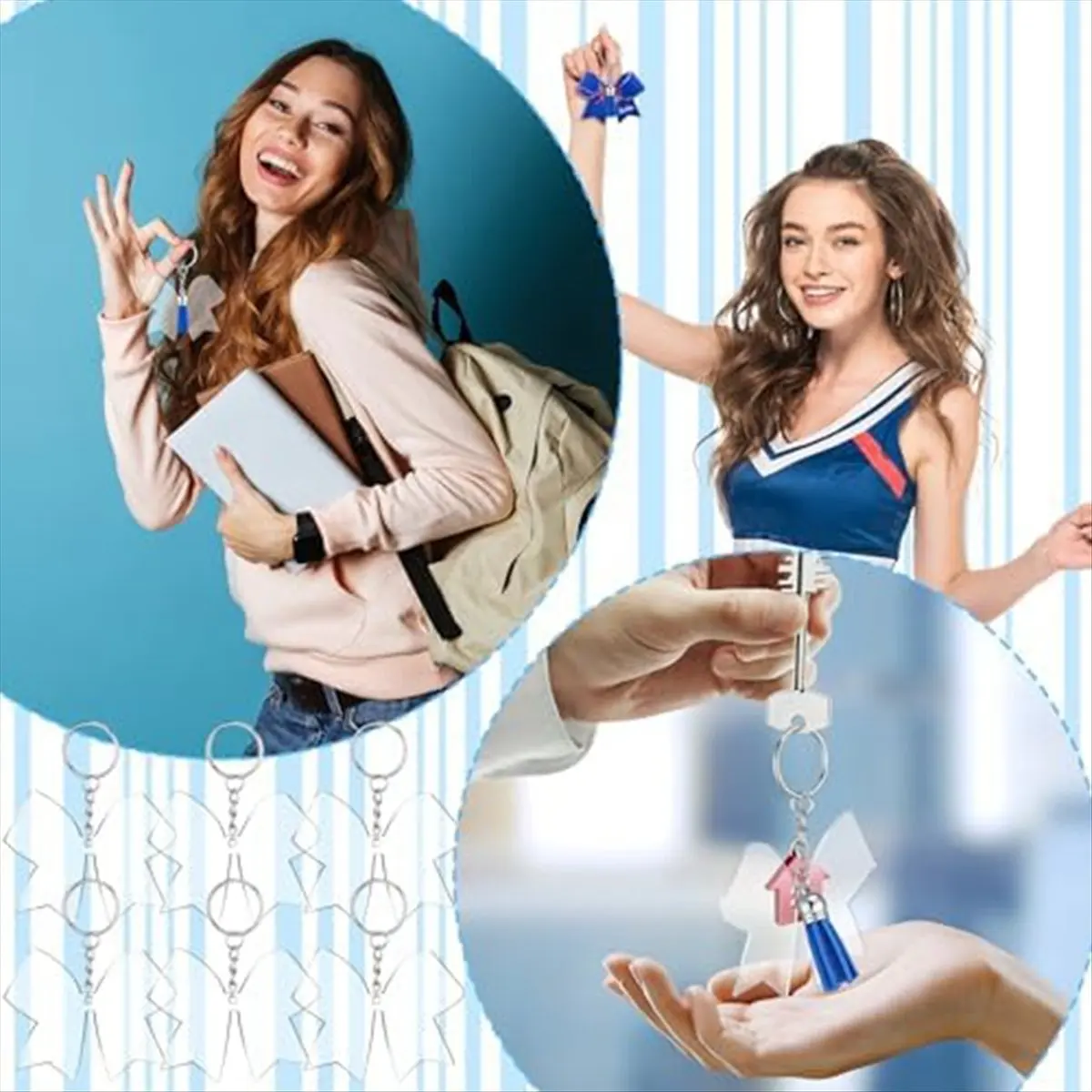 Immagine 7: *AB 40 pezzi portachiavi con fiocco portachiavi con fiocco in acrilico con nappe per portachiavi fai da te progetti fatti a mano accessori allegria