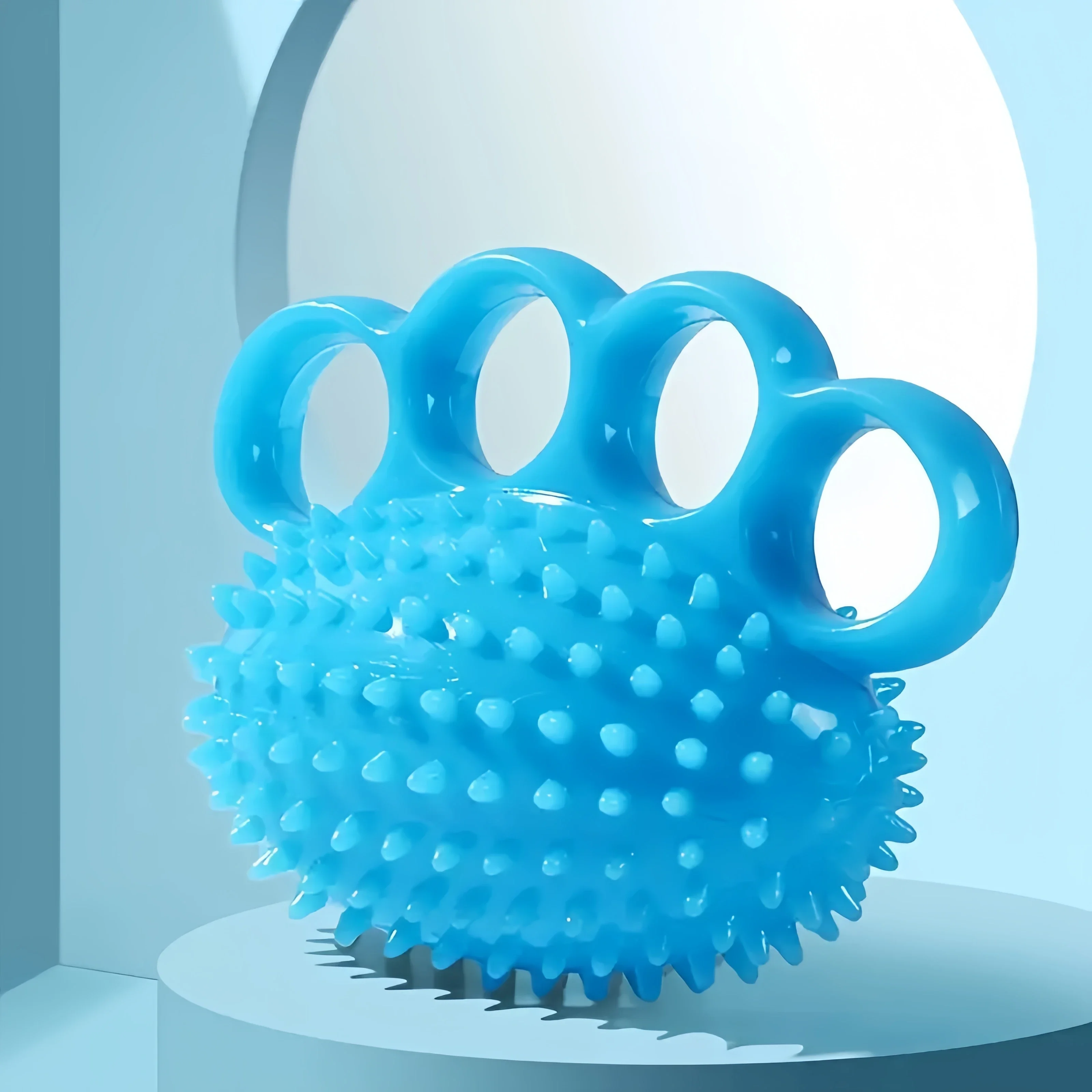 Spiky TPR Four‑Finger Grip Squeeze Ball, Hand Massage Trainer for Stress Relief Hand Power & Finger Strength Fitness Tool