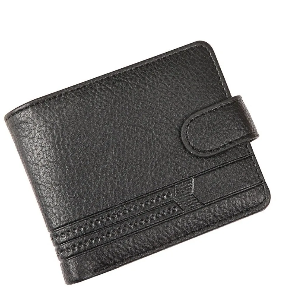 PU Leather Two Fold Wallets Urban Recreational Style Solid Color Male Wallet ID Badge Holder Credit Card Case Coin Purse