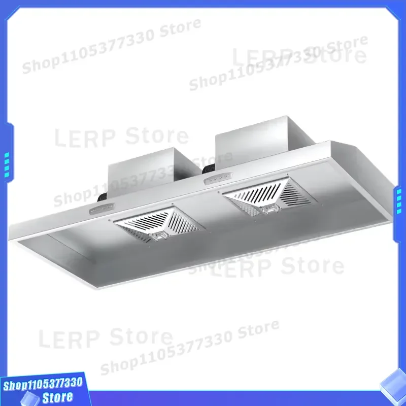 1800CFM Stainless Steel 304 Ductless Range Hood Dual Fans Self Cleaning Intelligent Control Commercial Kitchen Vent for Hotel