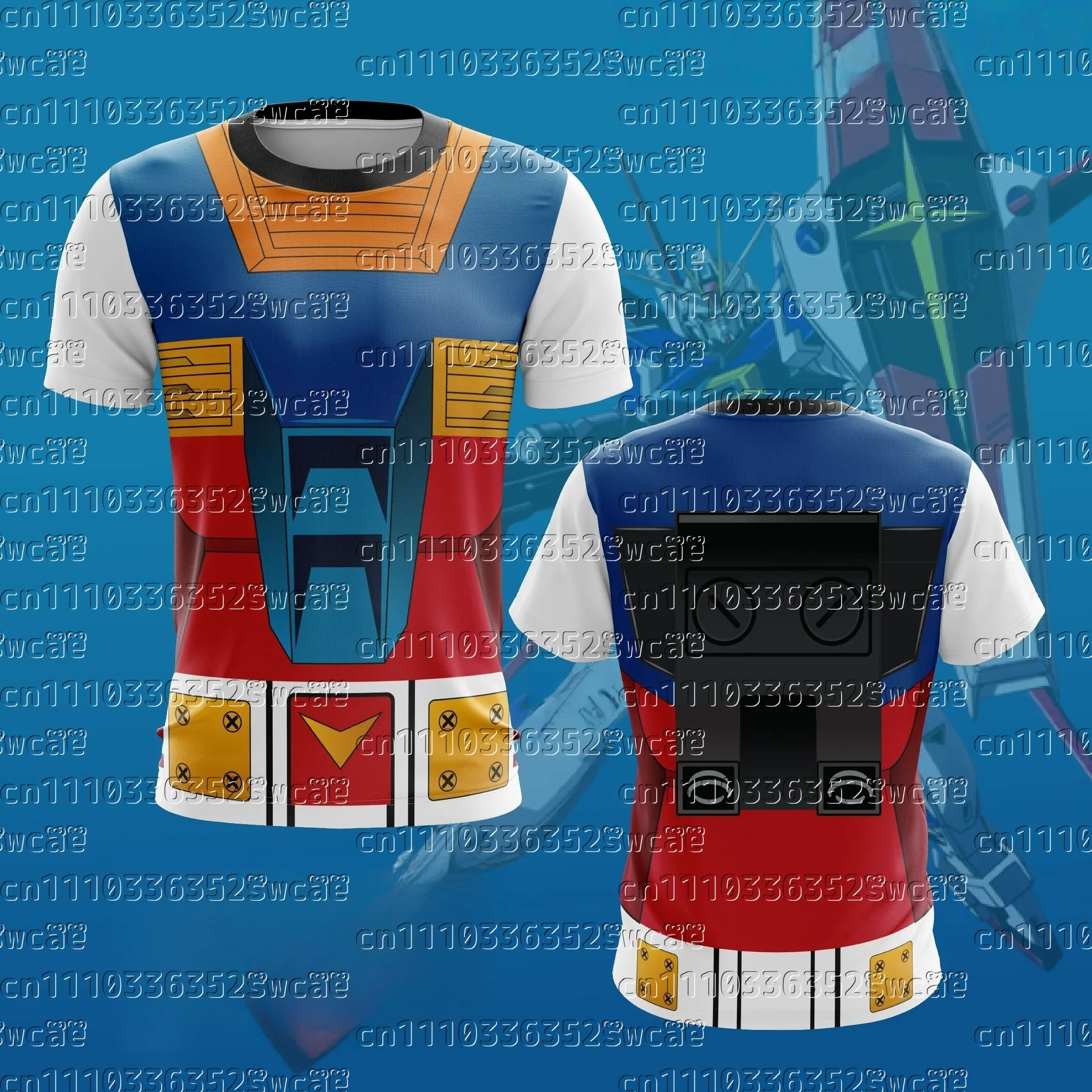Bandai Anime Peripheral Mobile Suit Gundam Extreme Vs-Force Allover Print Adult T-Shirt Summer  Soft Lightweight Family Matching