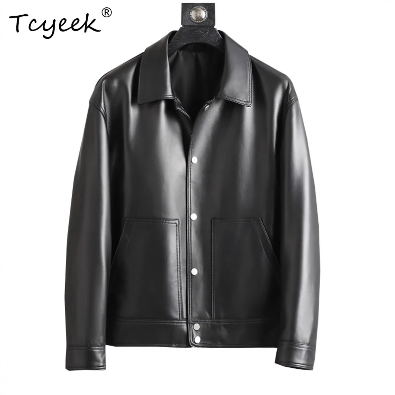 Tcyeek Real Leather Jacket Men Clothing Spring Autumn Top Layer Sheepskin Coat Fashion Casual Mens Coats Chic Jaqueta De Couro