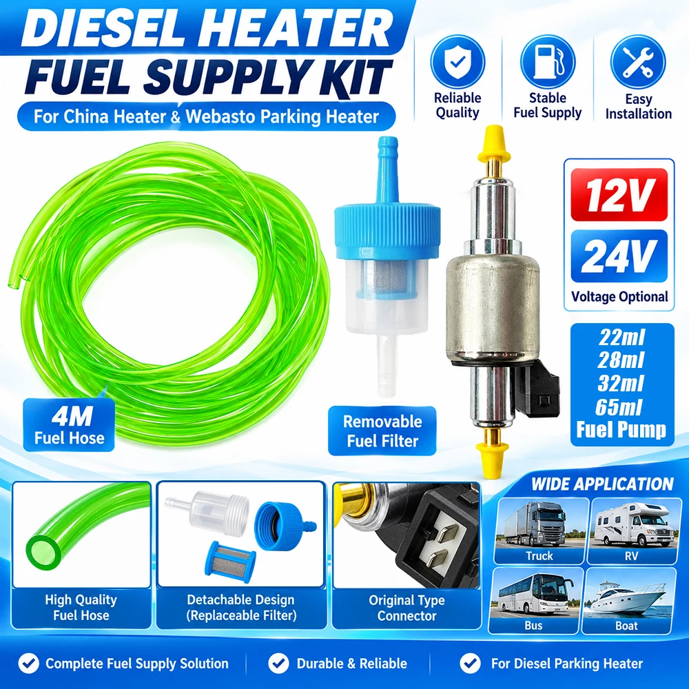 4M Fuel Hose+Removable Oil Filter+Fuel Pump Kit 22/28/32/65ml 12V 24V for Chinese Diesel Parking Heate