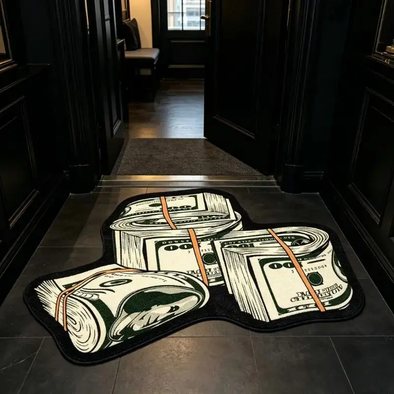 VIKAMA Money Bundles Novelty Rug for Floor Area Carpet Mat Cute Cozy Aesthetic Room Floor Soft Washable Home Decor