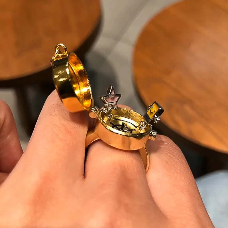 Fashion Ring For Teen Cute Anime Opening Ring For Woman Man Jewelry Close Forever Friend Birthday New Party Gift