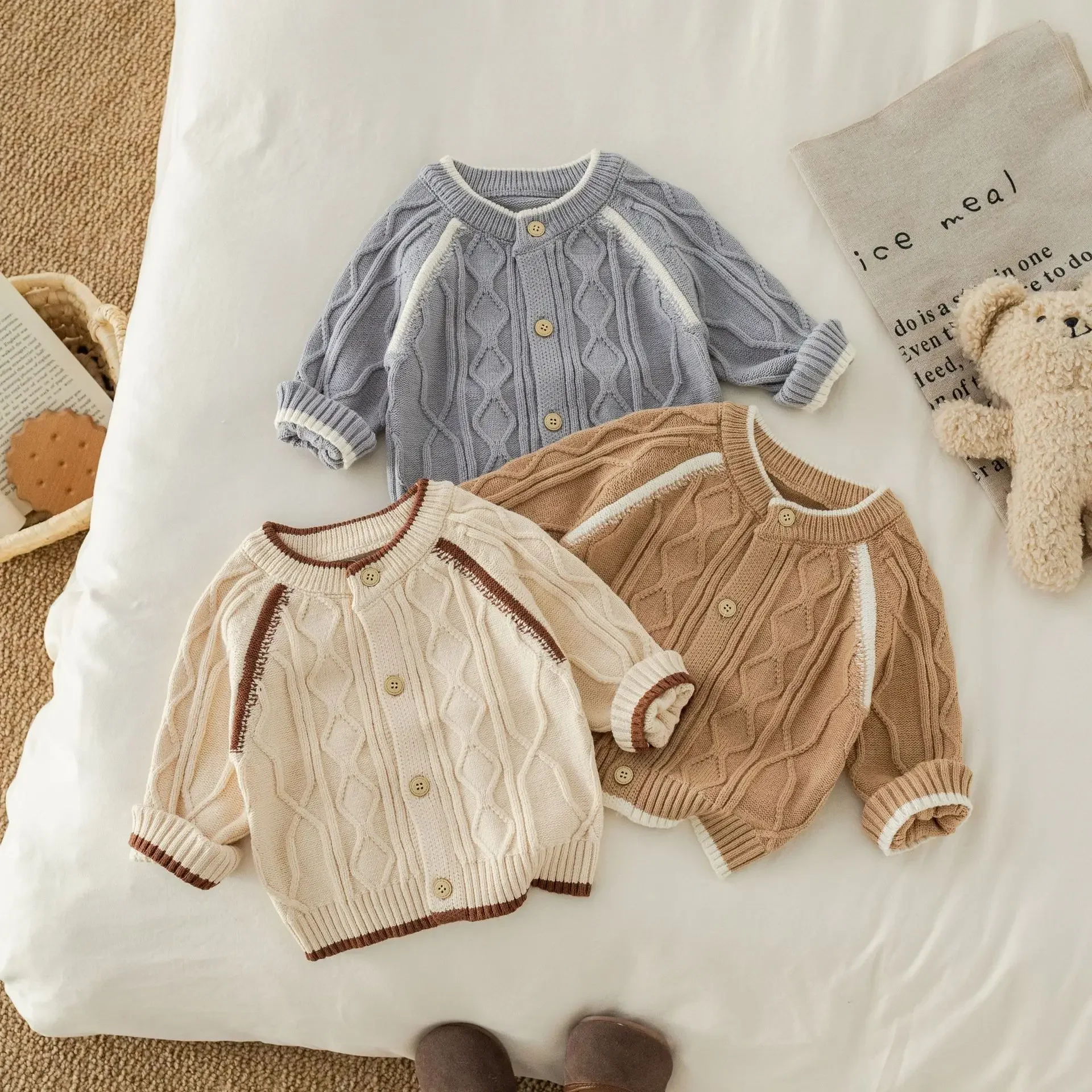 

Kids Sweater 2025 Long Sleeve Knitted Thick Tops Children Boys Girls Autumn Winter Infant Clothes