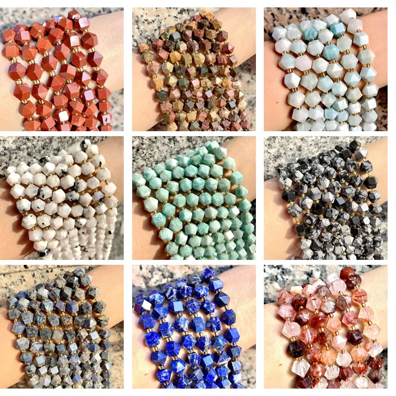 جديد 10 مللي متر مثمنة الخرز الحجر الطبيعي جمشت الأمازون Moonstone فضفاض الخرز DIY بها بنفسك صنع المجوهرات سوار إكسسوارات عقد #2