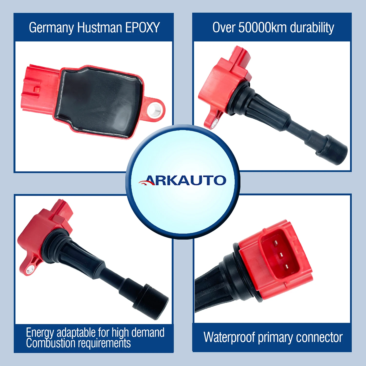 4PCS ARKAUOT HIGH ENERGY RED IGNITION COIL ZJ01-18-100 ZJ0118100 AIC-4051 AIC4051 ZJ0118100A ZJ01-18-100A For Mazda 3 1.6