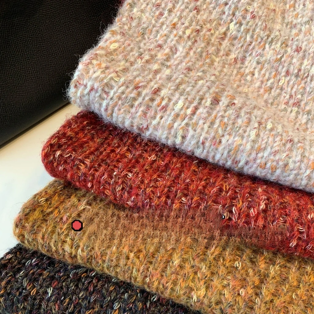 

Warm Wool Short round Neck Sweater Foreign-style Segment Dyed Florinated Yarn Skin-friendly Soft Waxy Winter New 24 110706