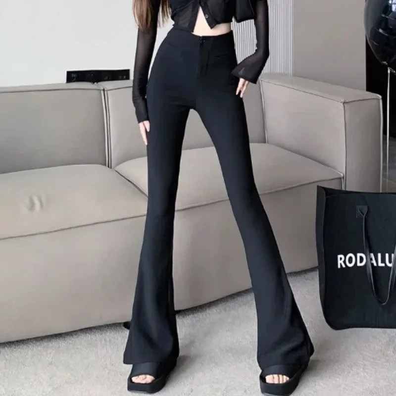 Pantaloni svasati neri per donna Moda coreana All-match Slim Fit Chic Pantaloni primaverili per il tempo libero quotidiano Ins Abbigliamento femminile vintage Y2k