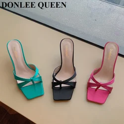 Women High Heels Sandals Fashion Peep Toe Slides Elegant Narrow Band Flip Flops Outdoor Slippers Ladies Pumps Sandalias De Mujer